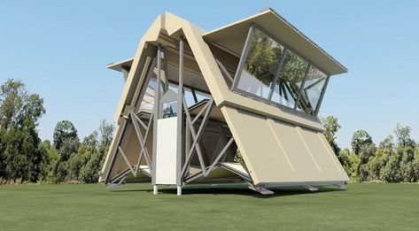 ten fold's houses unfold in eight minutes at the push of a button Ten Fold Engineering, Folding House, Futuristic Home, Portable House, Amazing Buildings, A Frame House, Eco House, Tiny House Design, Container House