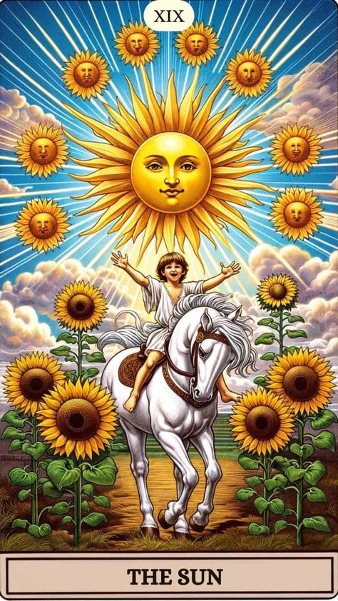 The Sun Tarot Card Meaning Sun Tarot Card Meaning, The Sun Card, Kartu Tarot, Sun Tarot Card, The Sun Tarot Card, The Sun Tarot, Angel Cards Reading, Online Tarot, Tarot Major Arcana