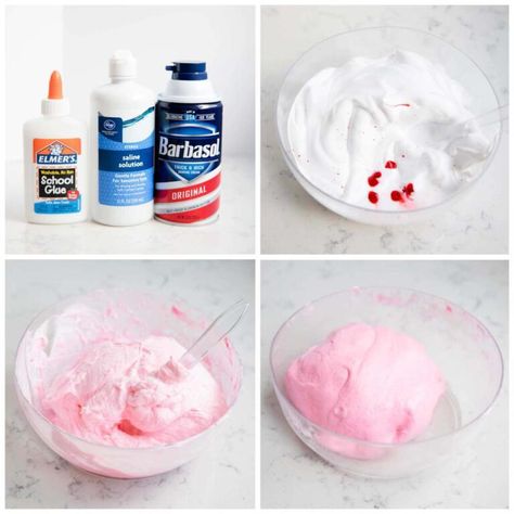 Dyi Slime, Putty Slime, Fluffy Slime Ingredients, Fluff Slime, Slime With Shaving Cream, Fluffy Slime Recipe, Making Fluffy Slime, Slime Ingredients, Babysitting Crafts