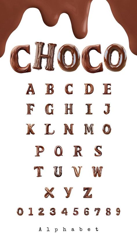 3D choco alphabets and numbers Pinterest banner | premium image by rawpixel.com / nattha Textured Typography, Pinterest Banner, Chocolate Texture, 3d Chocolate, Graphic Design Newspaper, 3d Font, Alphabet Font, Font Setting, Logo Gallery