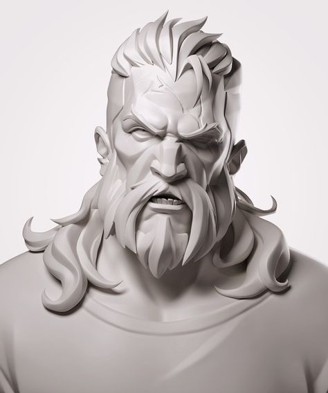 "Stylized head practice" by Junsheng Xu Stylized Male Character, Planar Head, Stylized Head, Head Practice, Model Anatomy, Learn Design, Zbrush Character, 3d Portrait, Cat Game