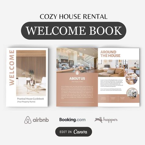 Welcome Airbnb, Airbnb House Manual, Cozy Airbnb, Guidebook Template, Modern Airbnb, Airbnb Templates, Drink Delivery, Design Airbnb, Airbnb Signs