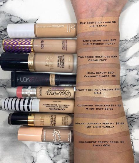 Huda Beauty Concealer, Born This Way Concealer, High Coverage Concealer, Makeup Kit For Kids, Shape Tape Concealer, Makeup Help, Elf Cosmetics, Creamy Concealer, Pinterest Makeup