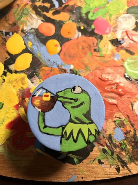 Popsocket Painting Ideas, Pop Socket Painting Ideas, Painted Popsocket, Popsocket Painting, Pop Socket Ideas, Kermit Painting, Diy Pop Socket, Watercolor Art Landscape, Pop Sockets