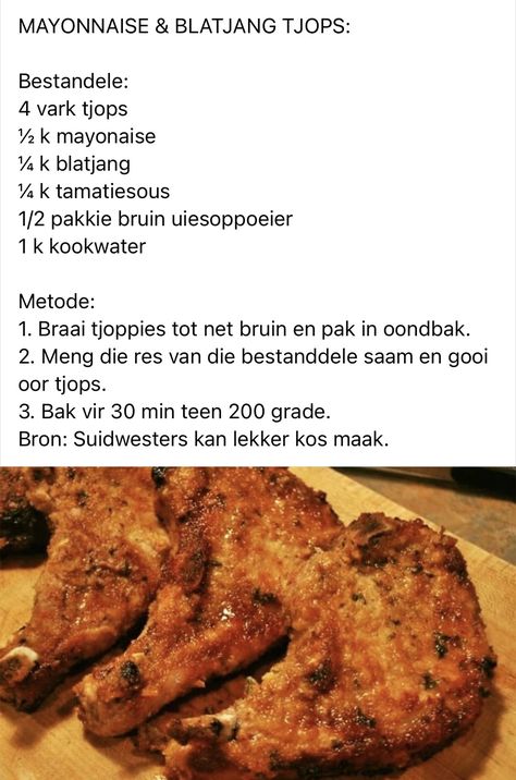 Beskuit Resepte, Malay Recipes, Cape Malay, African Foods, Lamb Chop Recipes, Pork Chop Recipes Baked, Baking Measurements, Rock Recipes, African Cooking