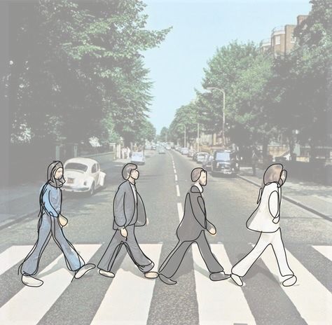 Abbey Road Tattoo, Road Tattoo, Beatles Albums, Beatles Abbey Road, Art Album, Continuous Line Drawing, Sketch Ideas, Art Idea, Abbey Road