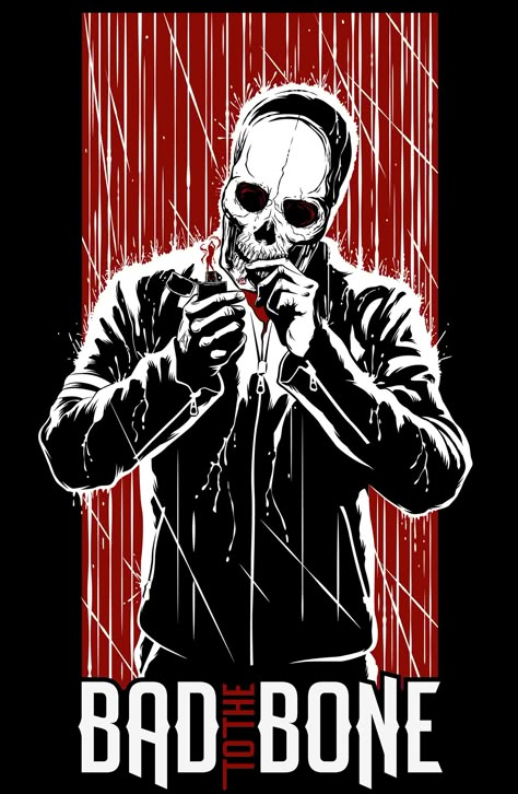 Bad to the Bone on Behance Skulls And Bones, Biker Art, Skull Artwork, Skeleton Art, To The Bone, Bad To The Bone, Cover Art Design, A Skeleton, Graphic Tshirt Design