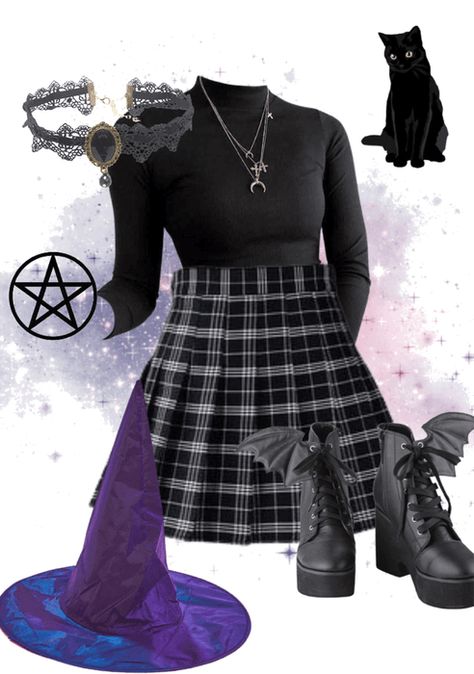 Witch Asethic Outfits, Witch Theme Outfit, Witch Work Outfit, Witch Outfit Aesthetic Halloween, How To Dress Witchy, Teenage Witch Outfits, Light Witch Outfit, Witch Asthetics Outfit, Witches Outfits Ideas