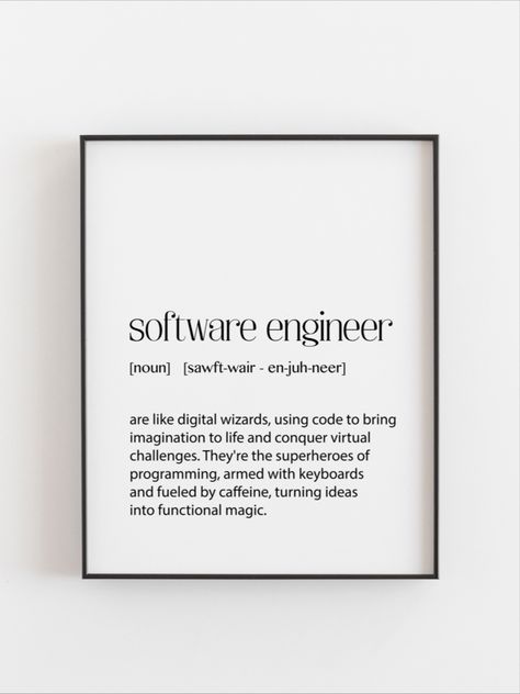 Software Engineer Definition Print - Code Magician, Digital Wizardry, Tech Gift, Programmer Art Engineer Definition, Definition Art, Tech Gift, Software Engineer, Tech Gifts, Definition Prints, The Magicians, The Magic, Office Decor