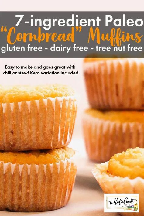 Paleo "Cornbread" Muffins - gluten-free, dairy-free, tree nut-free, and EASY! Paleo Cornbread Muffins, Paleo Cornbread, Gluten Free Dairy Free Muffins, Blueberry Lemon Scones, Paleo Muffins, Aip Paleo Recipes, Lemon Scones, Paleo Bread, Paleo Baking