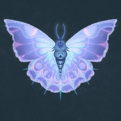 Moth in procreate Butterfly Dragon Art, Blue Moth Aesthetic, Pastel Goth Aesthetic Art, Pastel Goth Art Wallpaper, Coolest Backgrounds, Space Butterfly, Fairy Wings Drawing, Moth Artwork, Bape Wallpaper Iphone