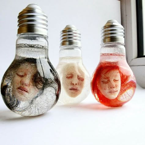 Lightbulbs, Resin Ideas, Etsy Instagram, Creepy Art, Creepy Dolls, Weird Art, Weird And Wonderful, Creepy Cute, Surreal Art