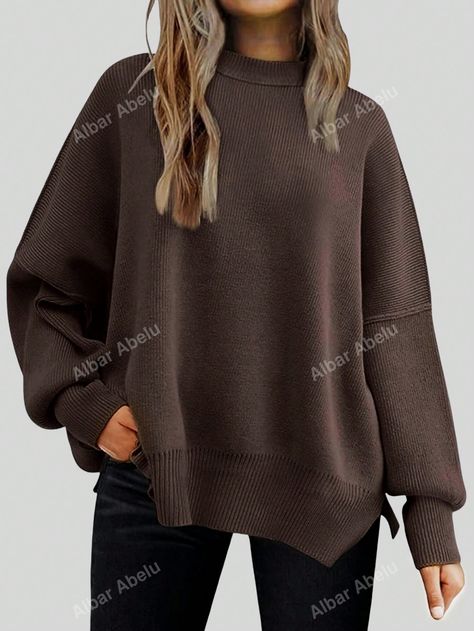 Solid Drop Shoulder Split Hem SweaterI discovered amazing products on SHEIN.com, come check them out! Hair Brush Blow Dryer, Curly Iron, Round Hair Brush, Makeup Brush Set Professional, Hem Sweater, Women Sweaters, Split Hem, Amazing Products, Maternity Bag