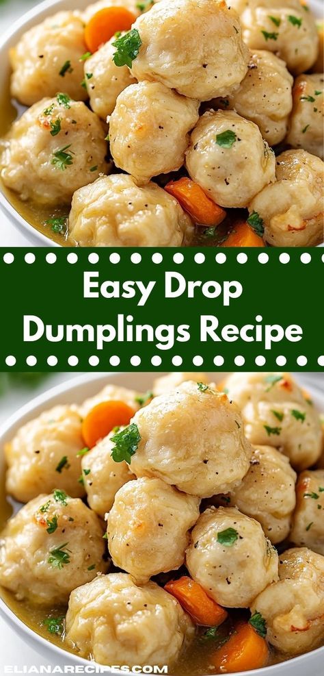 Looking for a quick, delicious dish? Our Drop Dumplings Recipe features fluffy dumplings that cook in just minutes. This easy soup recipe is ideal for busy weeknights and sure to please everyone at the table. Drop Dumplings Recipe, Easy Drop Dumplings, Drop Dumplings, Easy Dumplings, Simple Soup, Homemade Dumplings, Dumplings For Soup, Dumplings Recipe, Dumpling Recipe