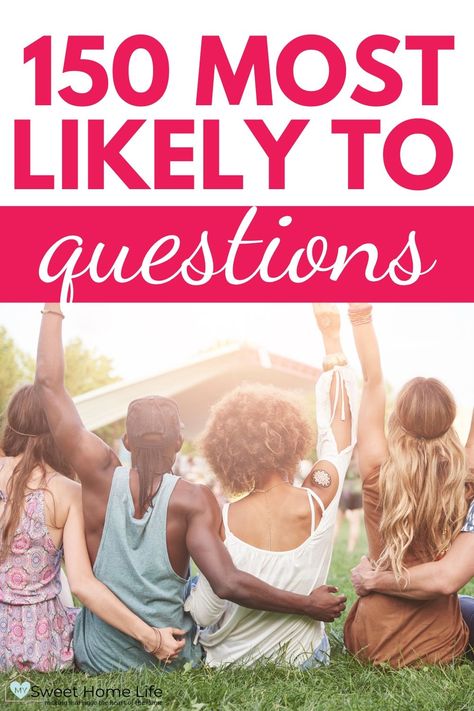 Who's most likely to questions for couples, friends and more. #questionsforcouples #mostlikelytoquestions Who Is Most Likely To Questions Friends, Who's More Likely To Questions Friends, Who More Likely To Questions, Who’s More Likely To Questions For Friends, Most Likely To Questions Couple, Who Is More Likely To Questions Friends, Whos Most Likely To Questions Siblings, How Is Most Likely To Questions, Whos More Likely To Questions Friends