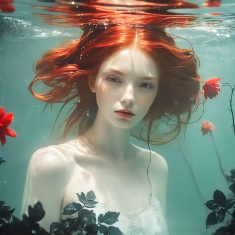 Hair Underwater, Underwater Hair, Aquatic Aesthetic, Watercolor Hair, Water Reference, Water Portrait, Watercolour Hair, Underwater Shoot, Disturbing Art