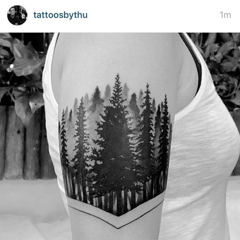 Tree Tattoo Arm, Colorado Tattoo, Forest Tattoo, Tattoo Tree, Bike Tattoos, Forest Tattoos, Hawaiian Tattoo, Geniale Tattoos, Tattoo Arm