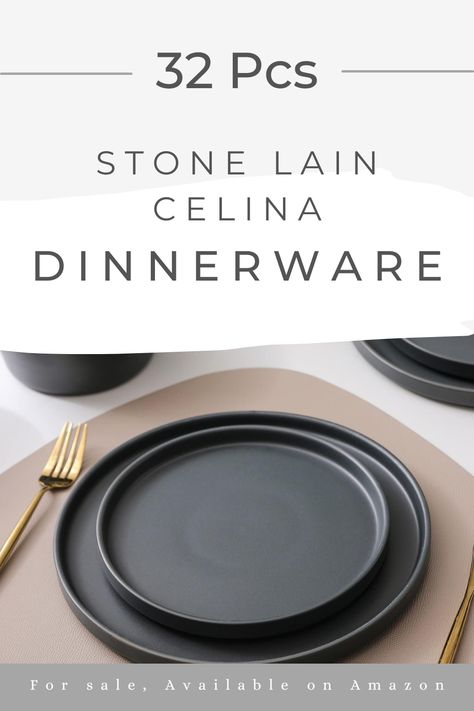 Make a loud statement with your dishes. The Stone Lain 32 Piece Stoneware Round Dinnerware set in grey is unforgettable. The perfect balance between trendy cool and modern classicism, these round plates and bowls turn every table into a hip party. #dinnerplate #stoneware #dinnerset #dishware #setthetable #flatware #tablewares #tablewaredesign #crockery Bowl Turning, Dinner Bowls, Tableware Design, Dinner Sets, Dinnerware Set, Ceramic Plates, Plates And Bowls, Flatware, Dinner Plates