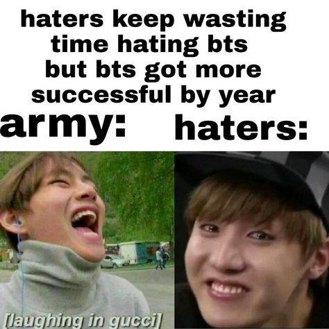 Bts Haters Roasted Meme, Bts Haters Roasted, Bts Funny Memes, Bts Haters, Easy Korean Words, Smile Pictures, Bts Clothing, Sticker Aesthetic, Army Jokes