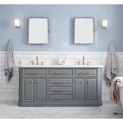 Carrara Quartz, Grey Bathroom Vanity, Quartz Vanity Tops, Grey Bathroom, Vanity Set With Mirror, White Quartz Countertop, Double Vanity Bathroom, White Marble Countertops, Double Sink Bathroom