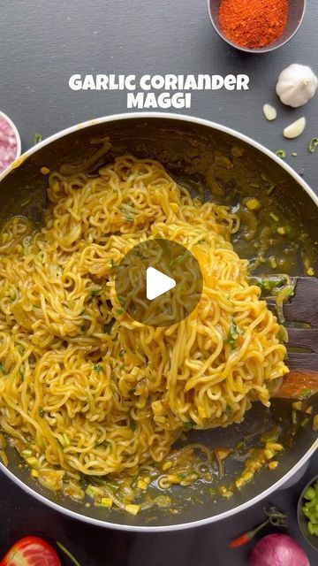 Shivam yadav on Instagram: "Garlic coriander Maggi recipe 🤤 Do try it and save for later ☺️❤️ . Ingredients for garlic coriander Maggi recipe: Oil 1 tbsp  Butter 1 tbsp  Garlic 4-5 chopped  Green chilli 2  Onion 2 medium size  Maggi  Maggi masala  Coriander chopped  Salt  Water 1 1/2 glass  . #magginoodles #maggi #foodporn #maggirecipes #reelkrofeelkro #reelvideos #maggilover #trendingvideos #foodstagram #noodles #reelitfeelit #recipes #masalamaggi #cheesymaggi #noodlesrecipe #noodleslovers #recipereels #foodreels" Garlic Maggi Recipes, Maggi Noodles Recipes, Chilli Garlic Maggi, Masala Maggi Recipe, Maggie Recipes, Variety Rice, Maggi Masala, Maggi Noodles, Maggi Recipes