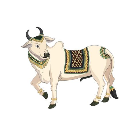 Kamdhenu Cow Wallpaper, Cow Character Design, Gods Photos Hindu, Indian Cow Illustration, Cow With Krishna, Cow Images Indian, Indian Cow Painting, Cow Images, Cow Cartoon Images