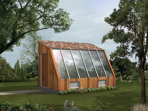 Sun-filled greenhouse has a sloped wall of atrium window perfect for growing vegetables and flowers Outdoor Shed, Best Greenhouse, Lean To Greenhouse, Shed Building, Greenhouse Shed, Home Greenhouse, Storage Shed Plans, Shed Plan, Greenhouse Plans