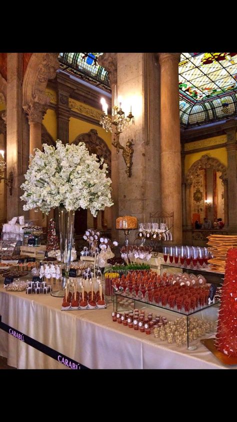 Fiesta!  Party theme Quincenera Snack Table, Wedding Food Mexican, Mexican Candy Bar, Cookie Tables, Mexican Dessert Table, Candy Bar Wedding, Wedding Cake Alternatives, Food Mexican, Wedding Buffet