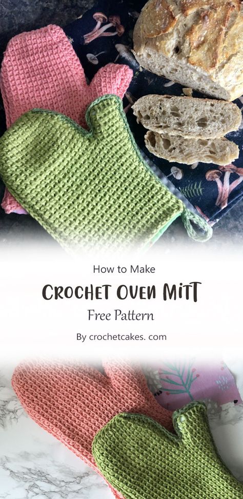 Crochet Oven Mitt By crochetcakes. com. The pattern is so easy to follow, with step by step instructions that are easy to understand even if you’re new to crochet projects. You can also make them any color you like! Crochet Kitchen Mittens, Crocheted Oven Mitts, Oven Mit Crochet Pattern, Free Crochet Oven Mitt Pattern, Funny Oven Mitts, Crochet Oven Mitts, Crochet Oven Mitt Pattern Free, Crochet Oven Mitt, Potholder Patterns Free