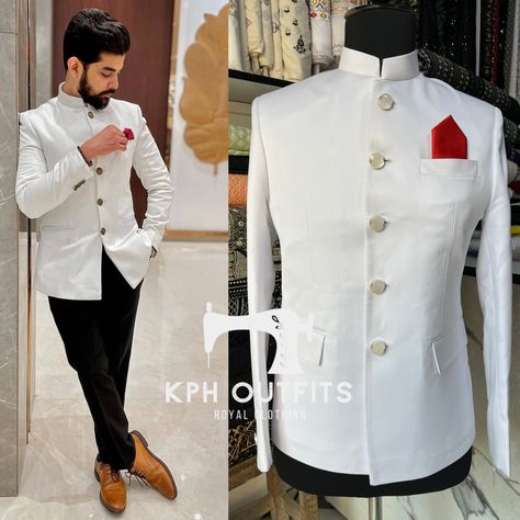 Groom Special Royal White Bandhgala Jodhpuri Set 🔥 . . Customise More Colour Available 🔥 . . . Order On Whatsapp/Call 98706376767 . . . . . Get Your Dream Stylish and Trending Design Outfit Available 🔥 . . . . . . . . #kphoutfits #exclusive #custommade #royaloutfits #classicoutfit #groomsuit #groomstyle #bandhgalasuit #bandhgala #jodhpurisuit #jodhpurisuits White Bandhgala, Design Outfit, Whatsapp Call, Royal Outfits, Groom Suit, Groom Style, Classic Outfits, Your Dream, Dreaming Of You