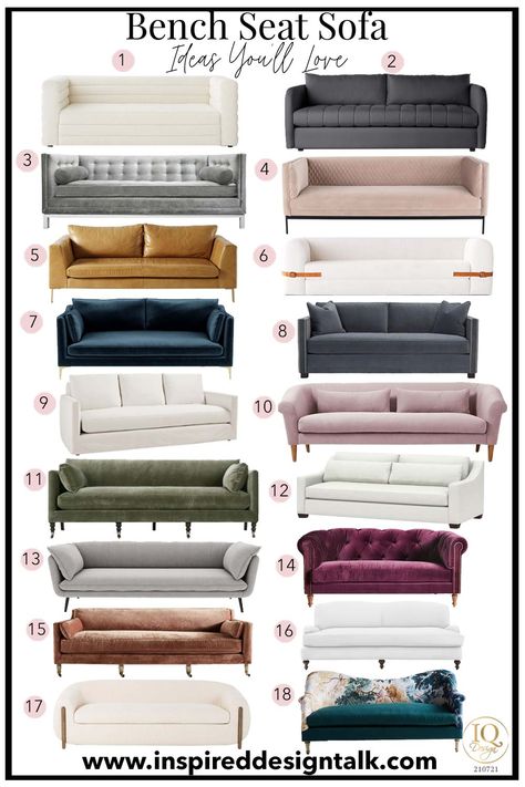 Couch Pillow Arrangement, Bench Seat Sofa, Most Comfortable Couch, Sofa Table Decor, Sofa Styles, Comfortable Couch, Sofas For Small Spaces, Unique Sofas, Modern Sofa Designs