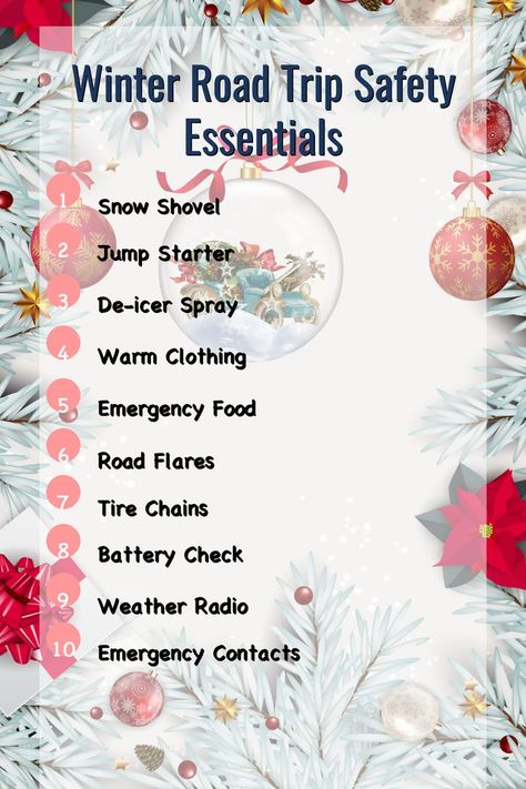 Stay safe on your winter road trip with these safety essentials. From snow shovels to emergency food and road flares, this list ensures you're prepared for any winter travel challenge. Winter Road Trip Essentials, Road Trip Safety, Travel Challenge, Winter Road Trip, Winter Safety, Snow Shovels, Car Emergency Kit, Winter Road, Trip Essentials