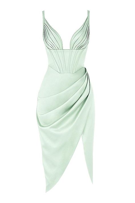 Midi Formal Dress, Deep V Dress, Diy Vetement, Suspender Dress, Quality Dresses, Pleated Midi Dress, Satin Mini Dress, Looks Chic, Green Satin