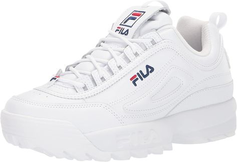 #basicwhitesneakers #basicoutfit #trending #stylish #everdayforanything Fila Disruptor Ii, Fila Disruptor, Fila Disruptors, Vert Turquoise, Sneakers Womens, Comfortable Sneakers, Shoes White, Sneakers Online, Brown Shoe