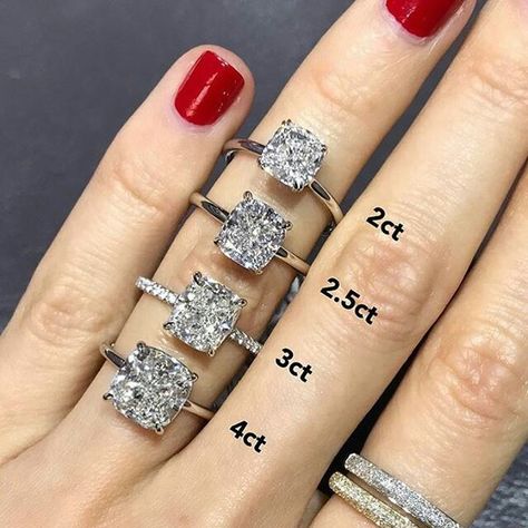 Ring carat size comparison on hand Secret Engagement, Engagement Rings And Bands, Special Engagement Rings, Cushion Cut Wedding Rings, Special Engagement Ring, Big Engagement Rings, Pretty Engagement Rings, Fine Engagement Rings, Rings And Bands