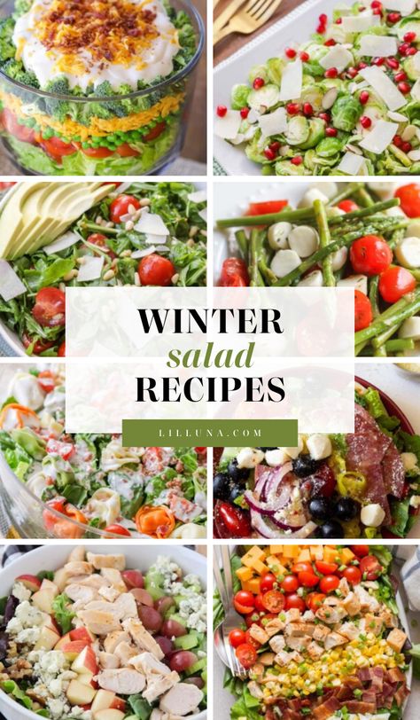 January Salad Recipes, Easy Fancy Salad Recipes, Fancy Winter Salad, Side Salad Recipes Winter, Best Winter Salad Recipes, Winter Luncheon Menu Ideas, Warm Salad Recipes Winter, Salad Recipes Winter, Winter Salads For Parties