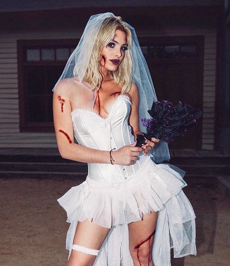 Dead Bride Costume, Zombie Bride Costume, Halloween Bride Costumes, Costumes For Teenage Girl, Halloweenský Makeup, Lele Pons, Halloween Bride, Zombie Bride, Hot Halloween Outfits