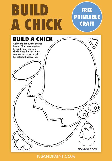 free printable build a chick craft Chick Craft, Printable Easter Activities, Easter Basket Crafts, Mother's Day Printables, Easter Printables Free, Valentine's Day Printables, Homeschool Printables, Printable Numbers, Holiday Printables