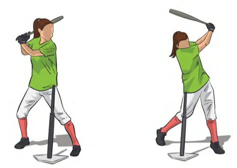 Purpose This drill teaches the batter to swing forward and down and then along the same plane as the softball. Set Up Batter stands at tee in normal batting stance. A ball is NOT placed on the tee. Instructions The batter gets into the normal stance. Batter takes a dry practice swing. She swings down and over the tee trying to come close to the top of the tee without hitting it. She then finishes high. The batter should freeze at the end of her follow-through to check her position. Her hands sh Tball Practice, Batting Stance, Baseball Hitting Drills, Baseball Batter, Baseball Tips, Baseball Hitting, Basketball Drills, Bad Habit, Basketball Girls