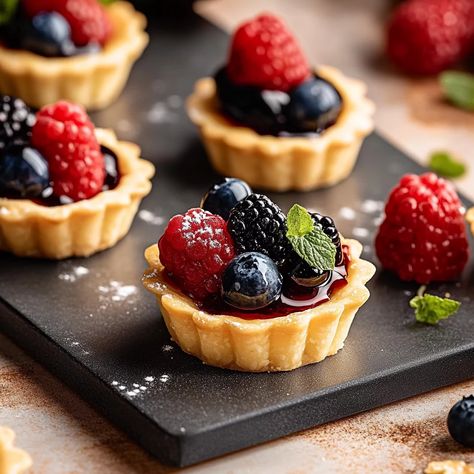 Easy Mini Fruit Tarts Recipe for Any Occasion Tarts Aesthetic, Strawberry Tarts Mini, Fruit Tarts Mini, Fruit Tarts Recipe, Mini Fruit Tart, Fruit Tart Recipe Mini, Fruit Flan, Panna Cotta Tart, Mini Tart Recipes