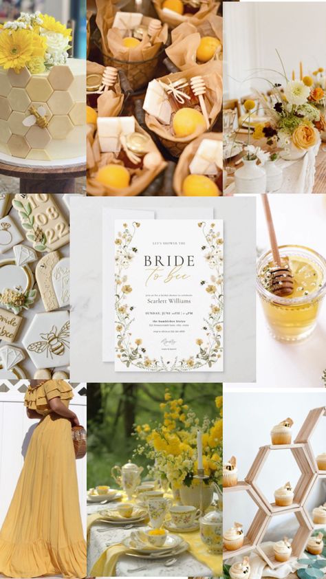 Bridal Shower themes Bridal Shower Theme Bee, Yellow Themed Bridal Shower Ideas, Bumble Engagement Party, Bridal Shower Ideas Yellow, Bridal Shower Yellow, Sunshine Bridal Shower Theme, Yellow Bridal Shower Theme, Honey Themed Bridal Shower Ideas, Honey Bridal Shower Theme