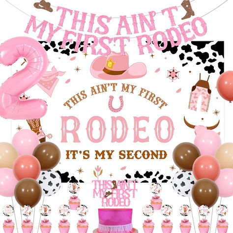 PRICES MAY VARY. Package Included: You will get 20pcs surf theme matte latex balloons, 1pc glitter This Ain’t My First Rodeo Banner, 1pc This Ain’t My First Rodeo Backdrop, 1pc This Ain’t My First Rodeo cake topper, 12pcs cowgirl 2nd birthday cupcake toppers, 1pc number 2 foil balloon. Unique Design: All supplies includes cowgirl party theme elements. The set is specially designed with a variety western cowgirl theme elements: cowgirl hats, boots, horseshoes, cactus, bandeau pants, scarf, etc th Not My First Rodeo 2nd Birthday Cake, This Ain’t My 1st Rodeo Birthday, Ain’t My First Rodeo Party Girl, Rodeo 2nd Birthday Girl, Second Rodeo Birthday Party Girl, This Ain’t My First Rodeo Birthday Theme, 2nd Birthday Girl Themes, First Rodeo Backdrop, Not My First Rodeo 2nd Birthday