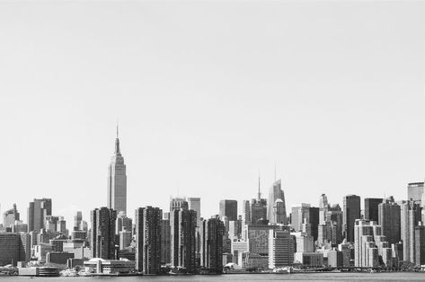 Nyc Skyline Black And White, New York Guide, Ny Skyline, New York City Guide, Tiny Office, Black And White City, Bike Photoshoot, City Background, Random Inspiration