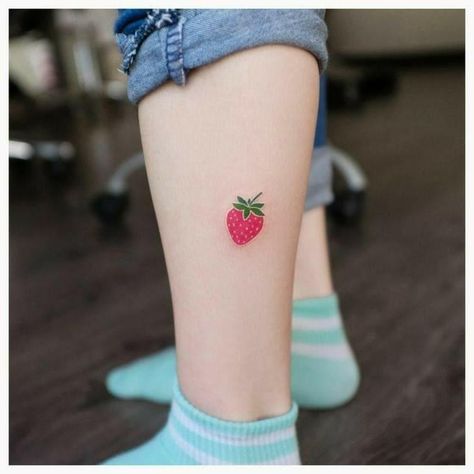 Color Strawberry Tattoo, Tiny Strawberry Tattoo, Cute Strawberry Tattoo, Small Strawberry Tattoo, Strawberry Tattoo Minimalist, Greek Symbol Tattoo, Strawberry Tattoo, Tattoo Posters, Tattoo Color