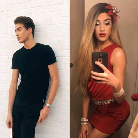 20 Amazing Before & After Photos of Crossdressers Trans Issues, Transgender Mtf, Gender Fluid Fashion, Female Transformation, Tall Women, Black White Red, Cd, Black White