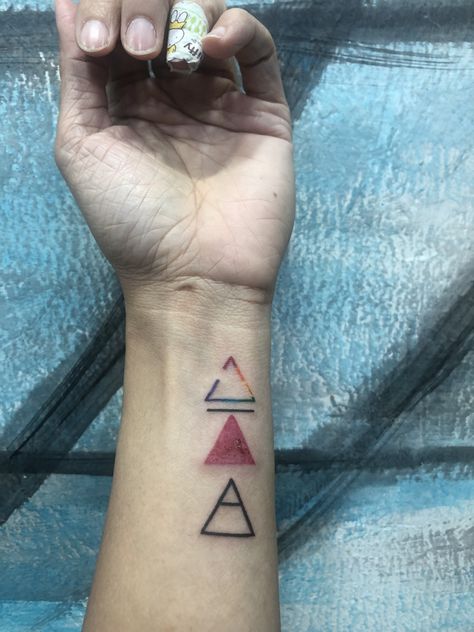 What powers me: Open to change. Challenge. Explore. Open To Change Tattoo, Tattoo Challenge, Change Tattoo, Change Challenge, Deathly Hallows Tattoo, Triangle Tattoo, Tattoos, Skin, Pins