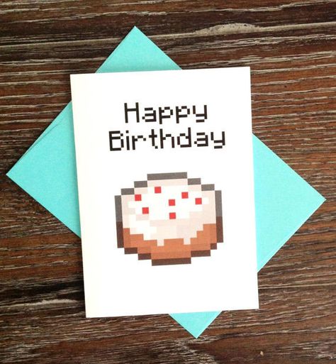 Diy Minecraft Gifts, Minecraft Party Ideas, Minecraft Birthday Card, Hanging Paper Craft, Wall Hanging Paper Craft, Craft For Home Decoration, Minecraft Gifts, Minecraft Birthday Cake, Birthday Cake Card