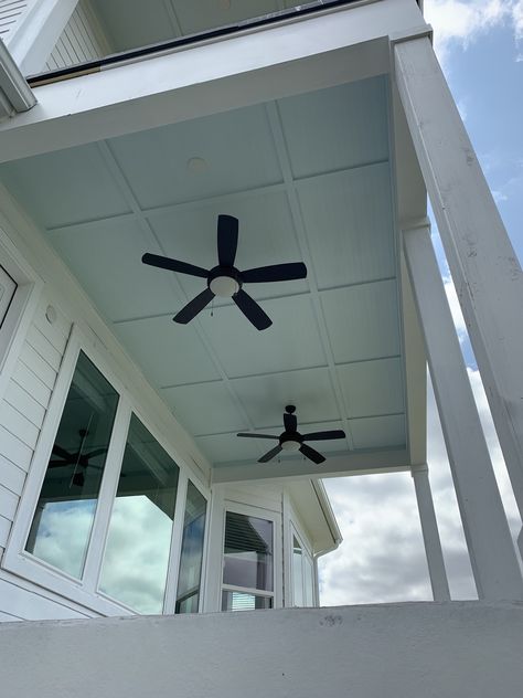 Hardie Board Porch Ceiling, Front Pergola, Beadboard Porch Ceiling, Sunroom Ceiling, Porch Ceiling Ideas, Patio Ceiling Ideas, Porch Update, Haint Blue Porch Ceiling, Blue Porch Ceiling