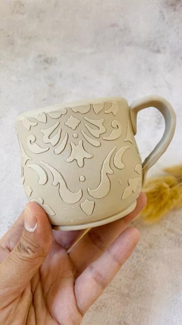 To Touch, A Pattern, Rolling Pin, Mug Designs, Handmade Ceramics, To Work, Ceramic Mug, Glaze, Handles