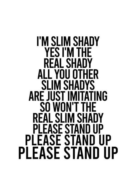 Eminem Slim Shady Lyrics Print Lyric Wall Art Lyrics Print Hip - Etsy | The real slim shady, Shady quotes, Lyric prints Slim Shady Lyrics, Slim Shady Wallpaper, Hip Hop Lyrics Quotes, Biggie Smalls Lyrics, Quote Wall Prints, Shady Quotes, Eminem Wallpaper, Real Slim Shady, Gangster Party